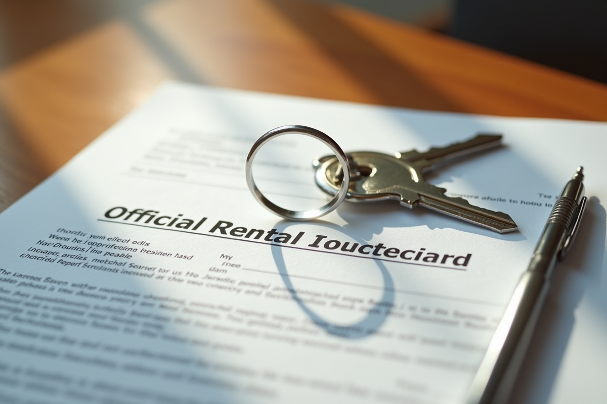 Jeu de clés et contrat de location sur une table en bois