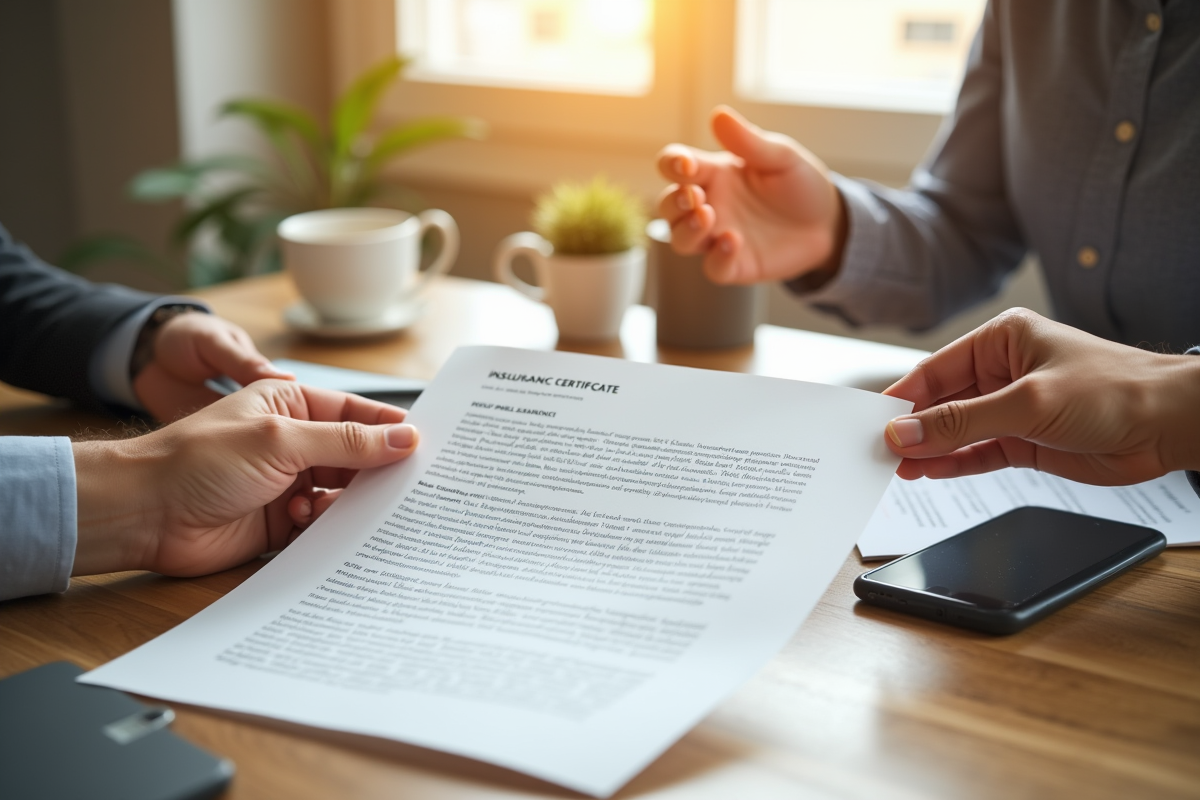 Mains échangeant un contrat de location et un certificat d