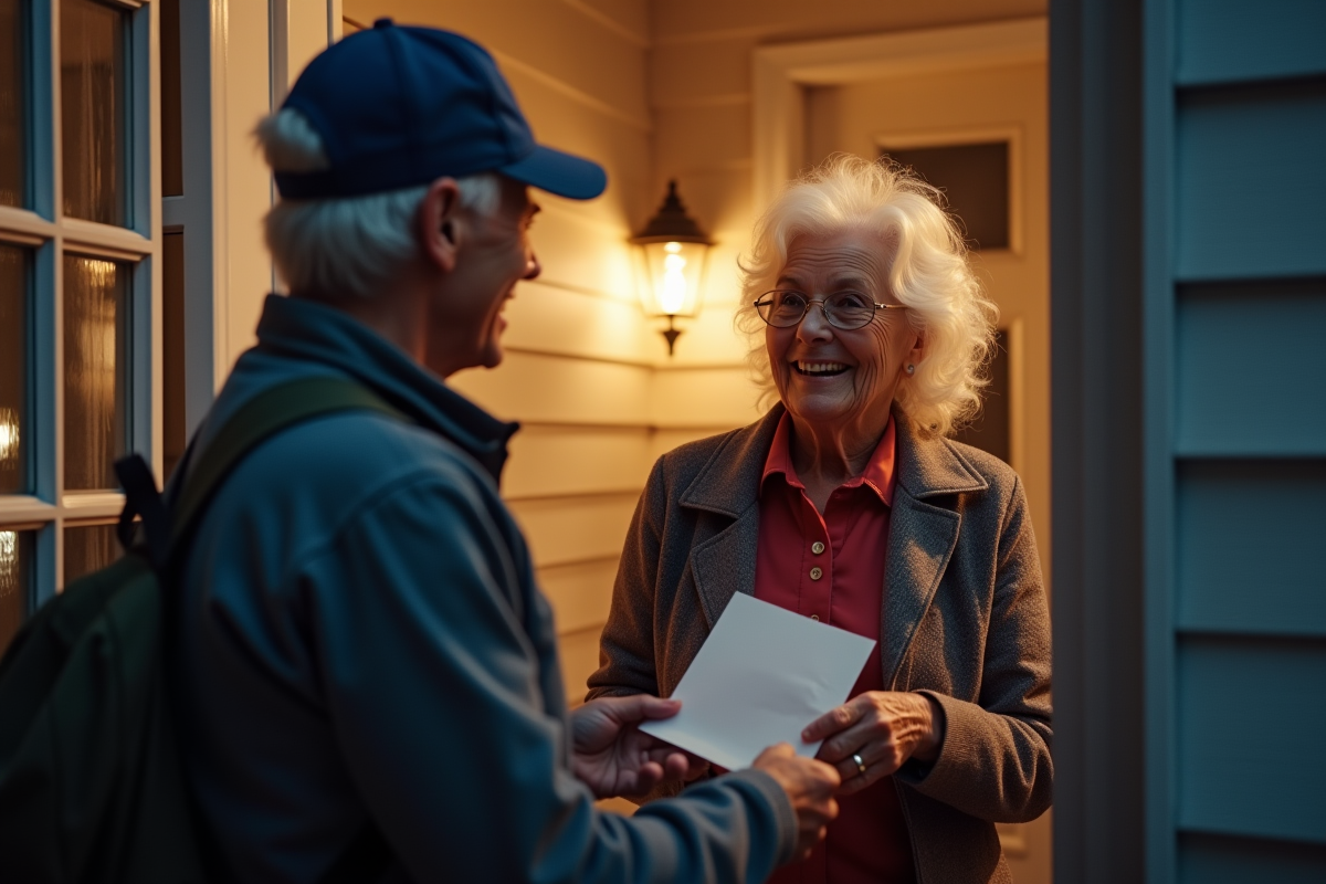 Femme âgée recevant une lettre d
