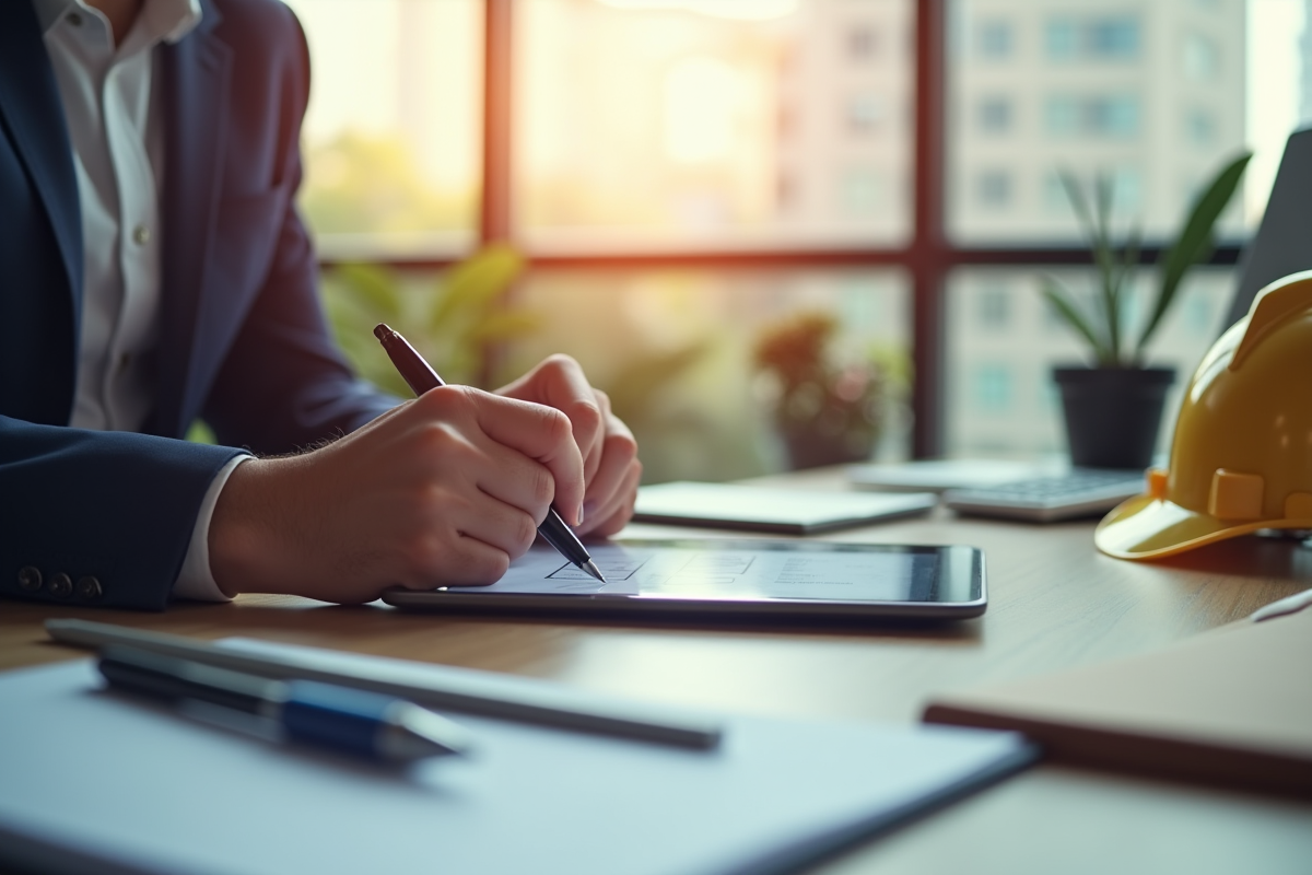 Inspecteur vérifiant une checklist sur une tablette numérique