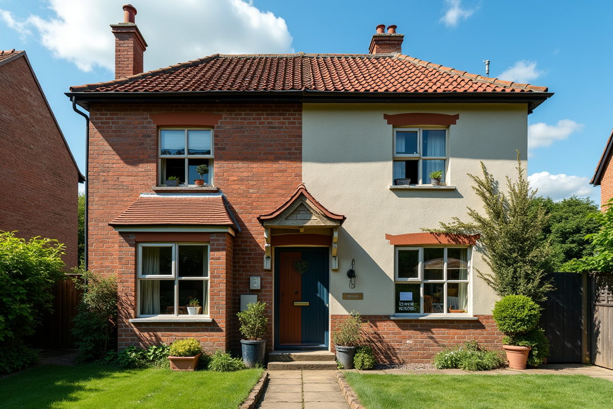 Maison en briques avant et apres renovation facade en journee ensoleillee